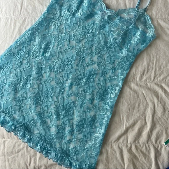 [SOLD] VINTAGE la Vie en Rose floral blue lace slip - Picture 5 of 10